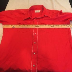 H Bar C Vintage Western Shirt Men’s XL Red 17.5x35
